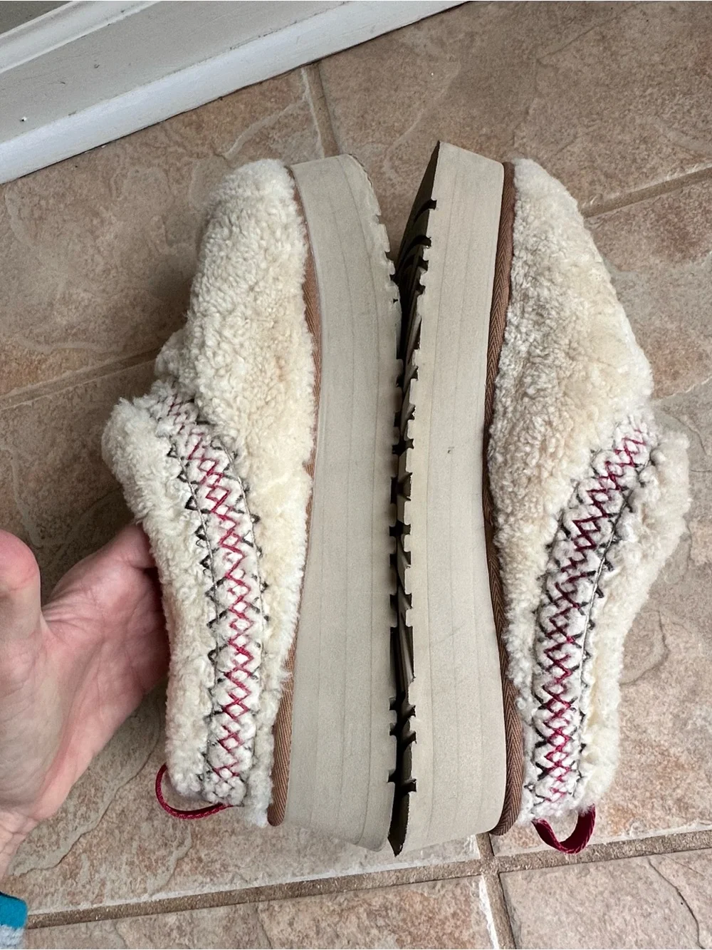 Ugg Tazz Slipper Heritage Braid Fluffy Curly Sheepskin Natural